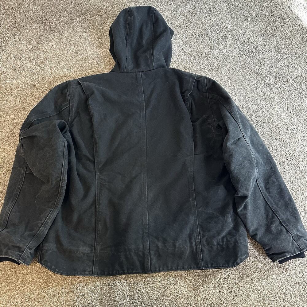 Womens L Carhartt Black W3141 Weathered Coat Jacket Sherpa Lined Hooded - Picture 10 of 11